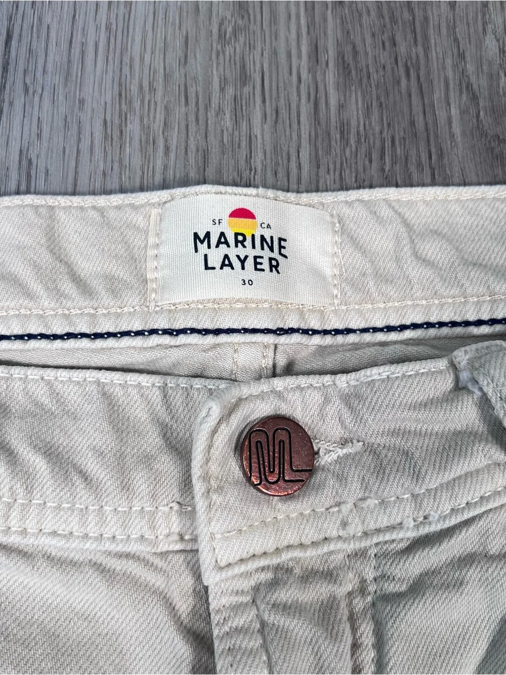 MARINE LAYER Men’s Archive Linen Field Natural Pants $128 Sz 30x30 Cream AS IS
